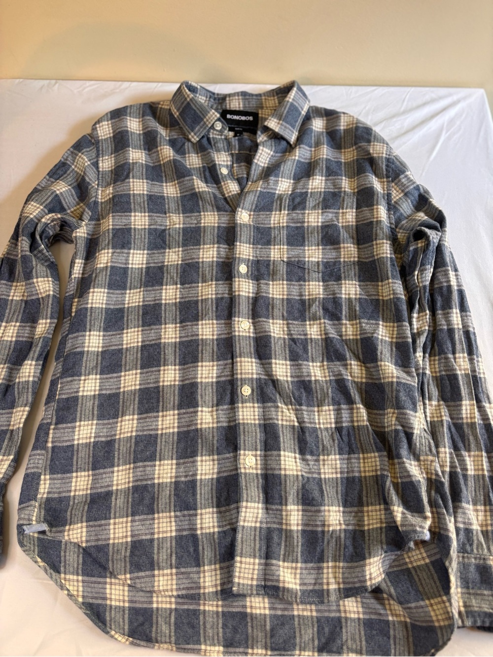 Bonobos Gray and Cream Plaid Button-Down Shirt